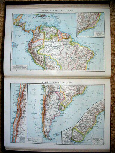 Andree's Handatlas 1881
84. Südamerika, nördliches Blatt.
85. Südamerika, südliches Blatt.
