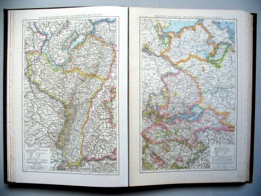 Andrees Handatlas 1887
24. Elsass-Lothringen und Bayrische Pfalz.
25. Provinz Sachsen, Mecklenburg und Anhalt.