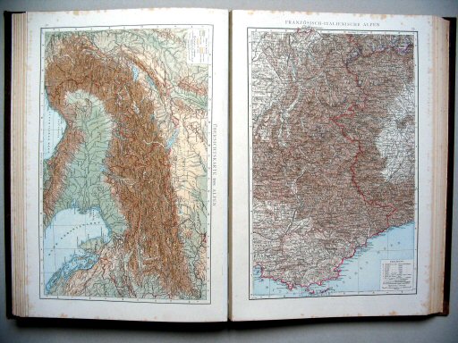 Andrees Handatlas 1887
52. Übersichtskarte der Alpen.
53. Französisch-italienische Alpen.