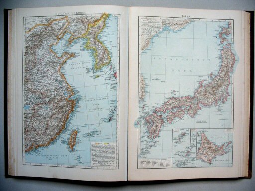 Andrees Handatlas 1887
88. Ostchina und Korea.
89. Japan.