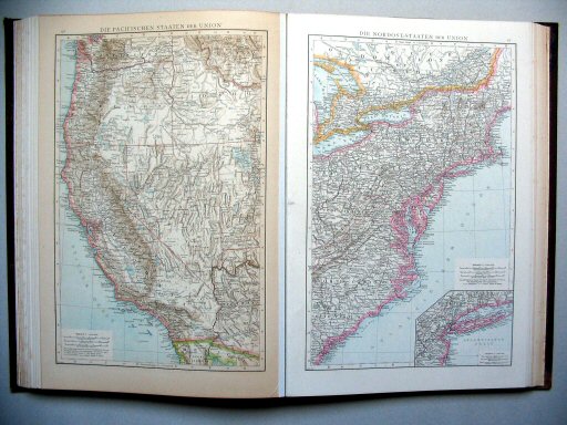 Andrees Handatlas 1887
96. Die Pacifischen Staaten der Union.
97. Die Nordoststaaten der Union.