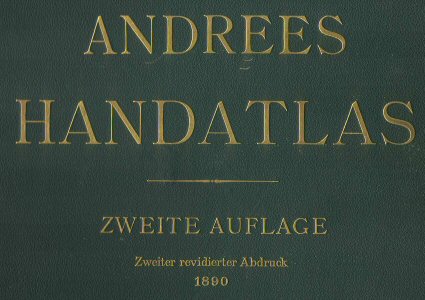 Andrees Handatlas 1890
Voorkant band, detail / Front cover, detail