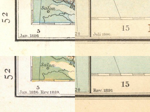 Andrees Handatlas 1887, 1890
Datering kaarten 52 en 102.103
Dates on sheets 52 and 102.103