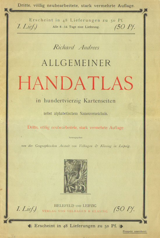 Andrees Handatlas 1893
Omslag eerste aflevering, voorkant / Front cover of first installment