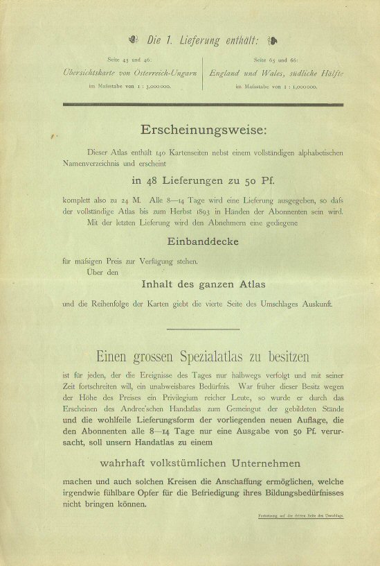 Andrees Handatlas 1893
Omslag eerste aflevering, linker binnenblad / Left inside cover of first installment