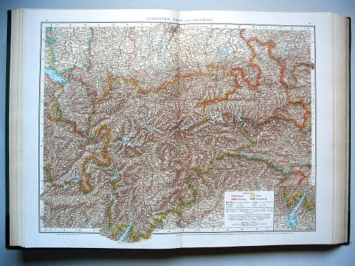Andrees Handatlas 1893
43.44. Südbayern, Tirol und Salzburg
Zuid-Beieren, Tirol en Salzburg
South Bavaria, Tyrol and Salzburg