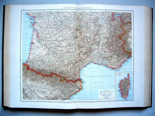 Andrees Handatlas 1893
61.62. Frankreich, südliche Hälfte
Frankrijk, zuidelijk deel / France, southern half