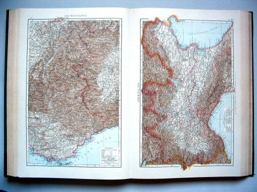 Andrees Handatlas 1893
81. Die Westalpen.&nbsp;&nbsp; 82. Oberitalien
Westelijke Alpen. Noord-Italië
Western Alps. Northern Italy