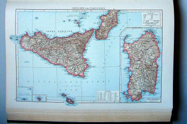 Andrees Handatlas 1893
85. Sizilien und Sardinien
Sicilië en Sardinië / Sicily and Sardinia