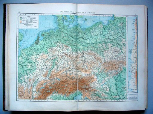 Andrees Handatlas 1896-97
15.16. Deutschland, physische Übersicht
Duitsland, natuurkundig / Germany, physical