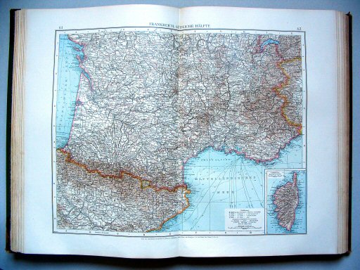Andrees Handatlas 1896-97
61.62. Frankreich, südliche Hälfte
Frankrijk, zuidelijk deel / France, southern half