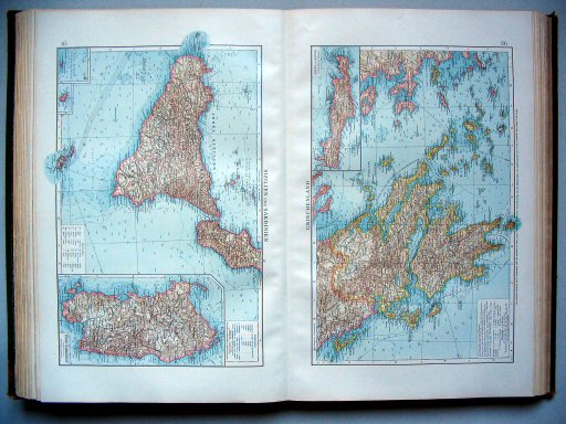 Andrees Handatlas 1896-97
85. Sizilien und Sardinien.&nbsp;&nbsp; 86. Griechenland
Sicilië en Sardinië. Griekenland
Sicily and Sardinia. Greece