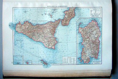 Andrees Handatlas 1896-97
85. Sizilien und Sardinien
Sicilië en Sardinië / Sicily and Sardinia