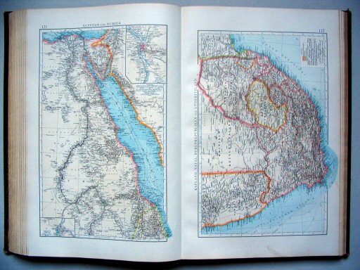 Andrees Handatlas 1896-97
121. Ägypten und Nubien
122. Kapland, Natal, Burenrepubliken und Lüderitzland
Egypte en Nubië
Kaapkolonie, Natal, Boerenstaten en Lüderitzland
Egypt and Nubia
Cape Colony, Natal, Boer Republics and Lüderitzland