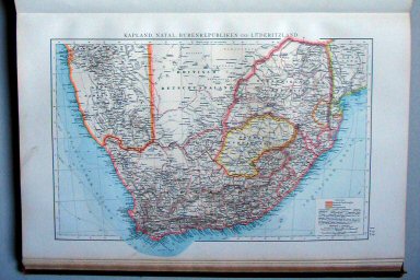 Andrees Handatlas 1896-97
122. Kapland, Natal, Burenrepubliken und Lüderitzland
Kaapkolonie, Natal, Boerenstaten en Lüderitzland
Cape Colony, Natal, Boer Republics and Lüderitzland