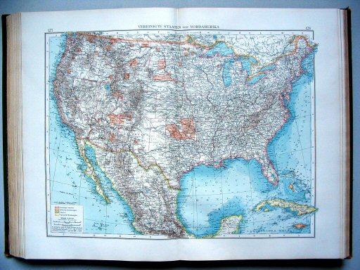 Andrees Handatlas 1896-97
127.128. Vereinigte Staaten von Nordamerika
Verenigde Staten van Noord-Amerika
United States of North America