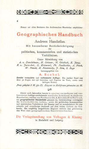 Prospectus Andrees Handatlas 1896
Pagina 8 / Page 8