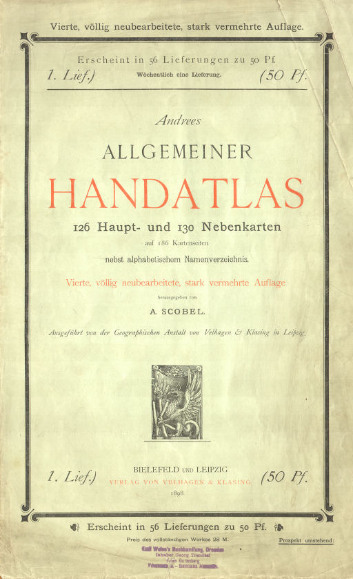Andrees Handatlas 1899
Omslag eerste aflevering, blz. 1 / Cover of first installment, p. 1