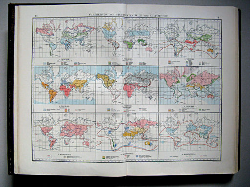 Andrees Handatlas 1899
13.14. Verbreitung der wichtigsten Wild- und Kulturtiere
