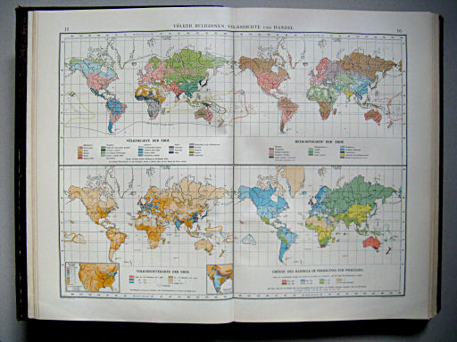 Andrees Handatlas 1899
15.16. Völker, Religionen und Volksdichte und Handel