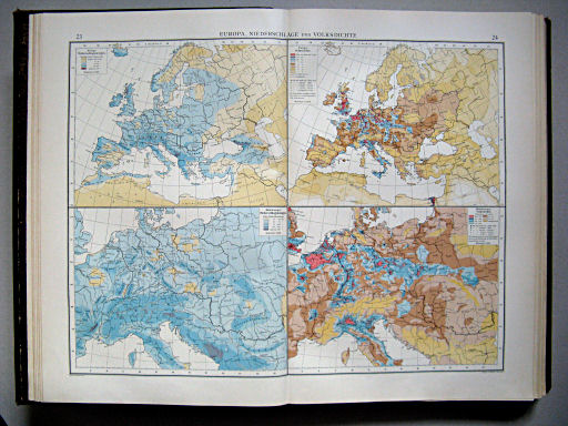 Andrees Handatlas 1899
23.24. Europa, Niederschläge und Volksdichte