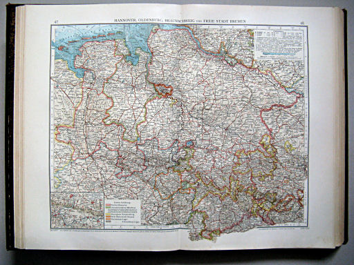 Andrees Handatlas 1899
47.48. Hannover, Oldenburg, Braunschweig und freie Stadt Bremen