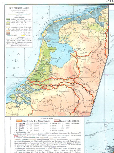 Andrees Handatlas 1899
69.70.a. Die Niederlande, physische Übersicht