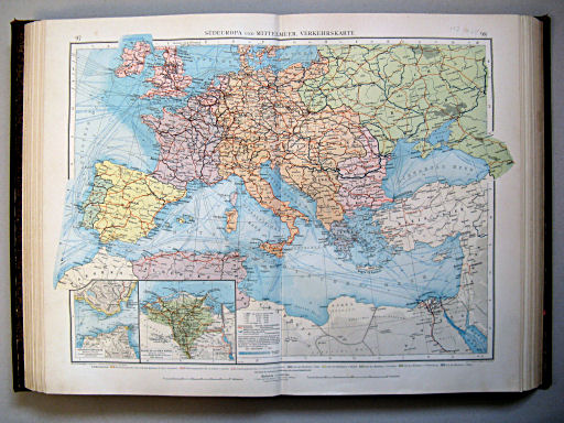 Andrees Handatlas 1899
97.98. Südeuropa und Mittelmeer, Verkehrskarte