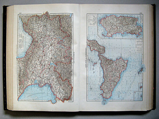 Andrees Handatlas 1899
105. Norditalien   106. Sizilien und Sardinien
