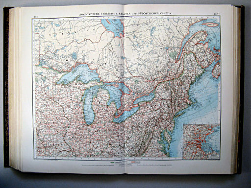 Andrees Handatlas 1899
166.167. Nordöstliche Vereinigte Staaten und südöstliches Canada