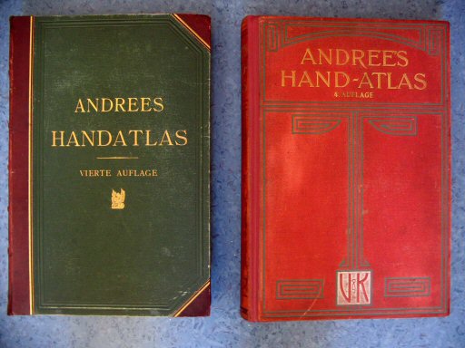 Andrees Handatlas
Gewone band 1899, rode band 1903 / Regular binding 1899, red binding 1903
