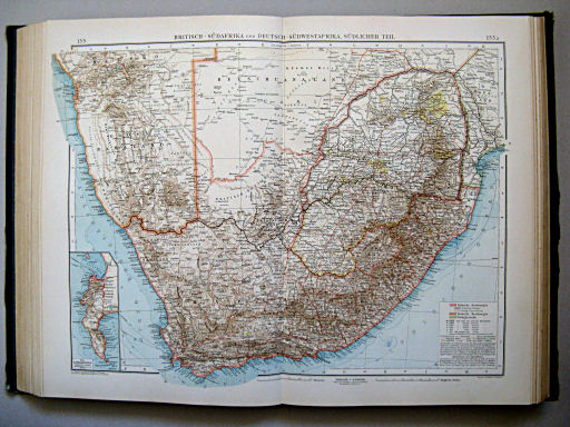 Andrees Handatlas 1904
155.155a. Britisch-Südafrika und Deutsch-Südwestafrika, südlicher Teil