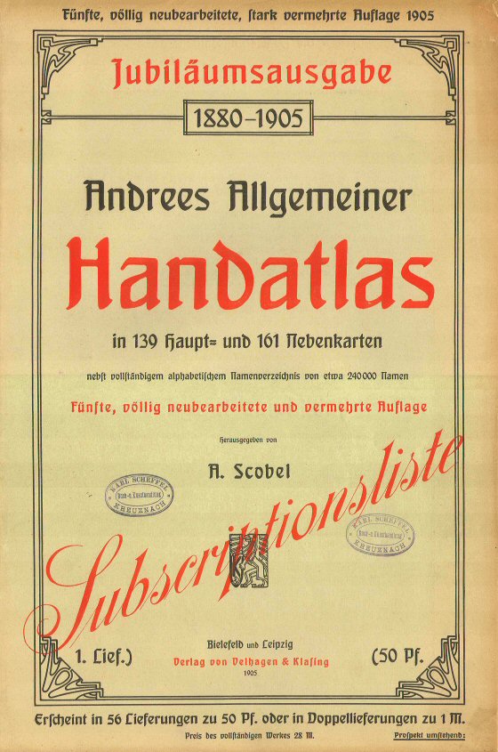 Andrees Handatlas 1905
Omslag eerste aflevering
(voorkant)