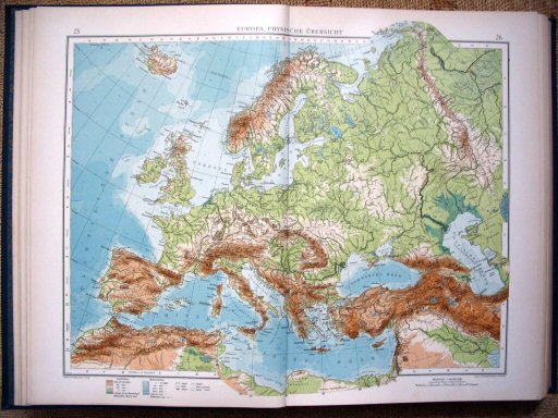 Andrees Handatlas 1907
Europa, natuurkundig (kaart 25.26)