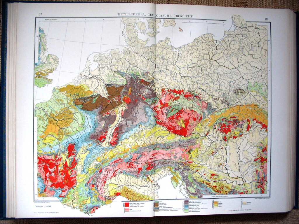 Andrees Handatlas 1907
Midden-Europa, geologisch (kaart 37.38)