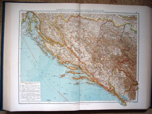 Andrees Handatlas 1907
Dalmatië, Bosnië (kaart 77.78)