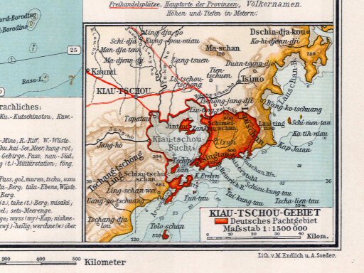 Andrees Handatlas 1907
Kiao-Tsjou (bijkaart 155.156)