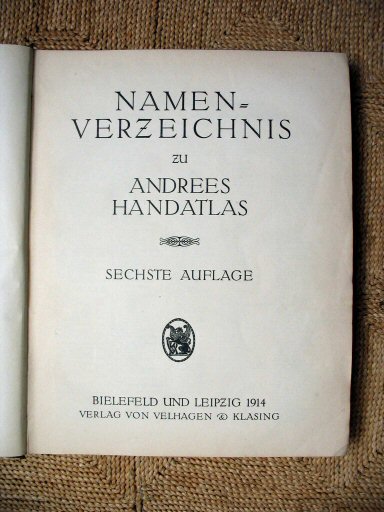 Andrees Handatlas 1914
Titelpagina register