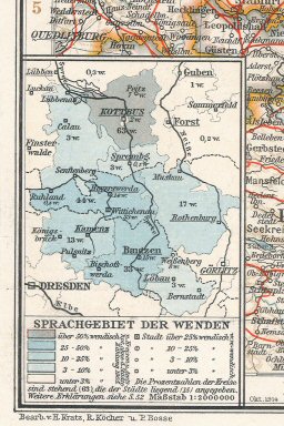 Andrees Handatlas 1914
Gebied van de Sorben/Wenden (bijkaart 49.50)