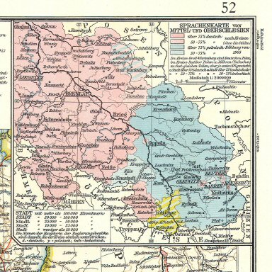 Andrees Handatlas 1914
Talenkaartje Silezië (bijkaart 51.52)