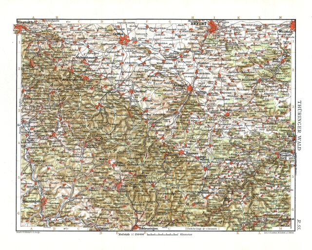 Andrees Handatlas 1914
Thüringer Wald (kaart R.54)