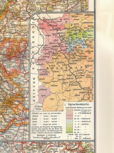 Andrees Handatlas 1914
Talenkaartje Rijnland, Westfalen (bijkaart 63.64)