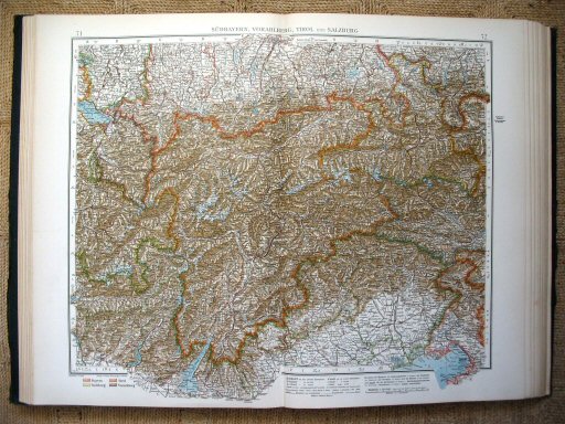 Andrees Handatlas 1914
Zuid-Beieren, Tirol (kaart 71.72)