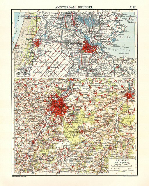 Andrees Handatlas 1914
Amsterdam, Brussel (kaart R.85)