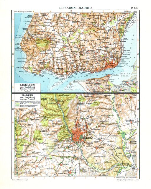 Andrees Handatlas 1914
Lissabon, Madrid (kaart R.121)