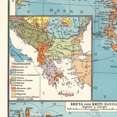 Andrees Handatlas 1914
Talenkaartje Balkan (bijkaart 130.131)