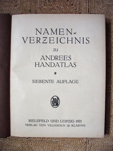 Andrees Handatlas 1921
Titelpagina register