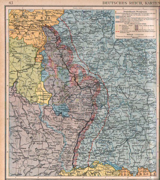 Andrees Handatlas 1921
Westgrens Duitsland (bijkaart 43.44)