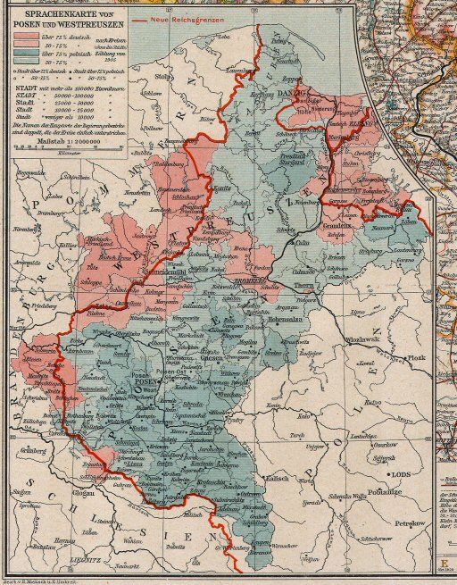 Andrees Handatlas 1921
Talenkaartje Posen en West-Pruisen (bijkaart 47.48)