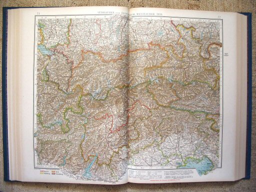 Andrees Handatlas 1921
Zuid-Beieren, West-Oostenrijk (kaart 71.72)